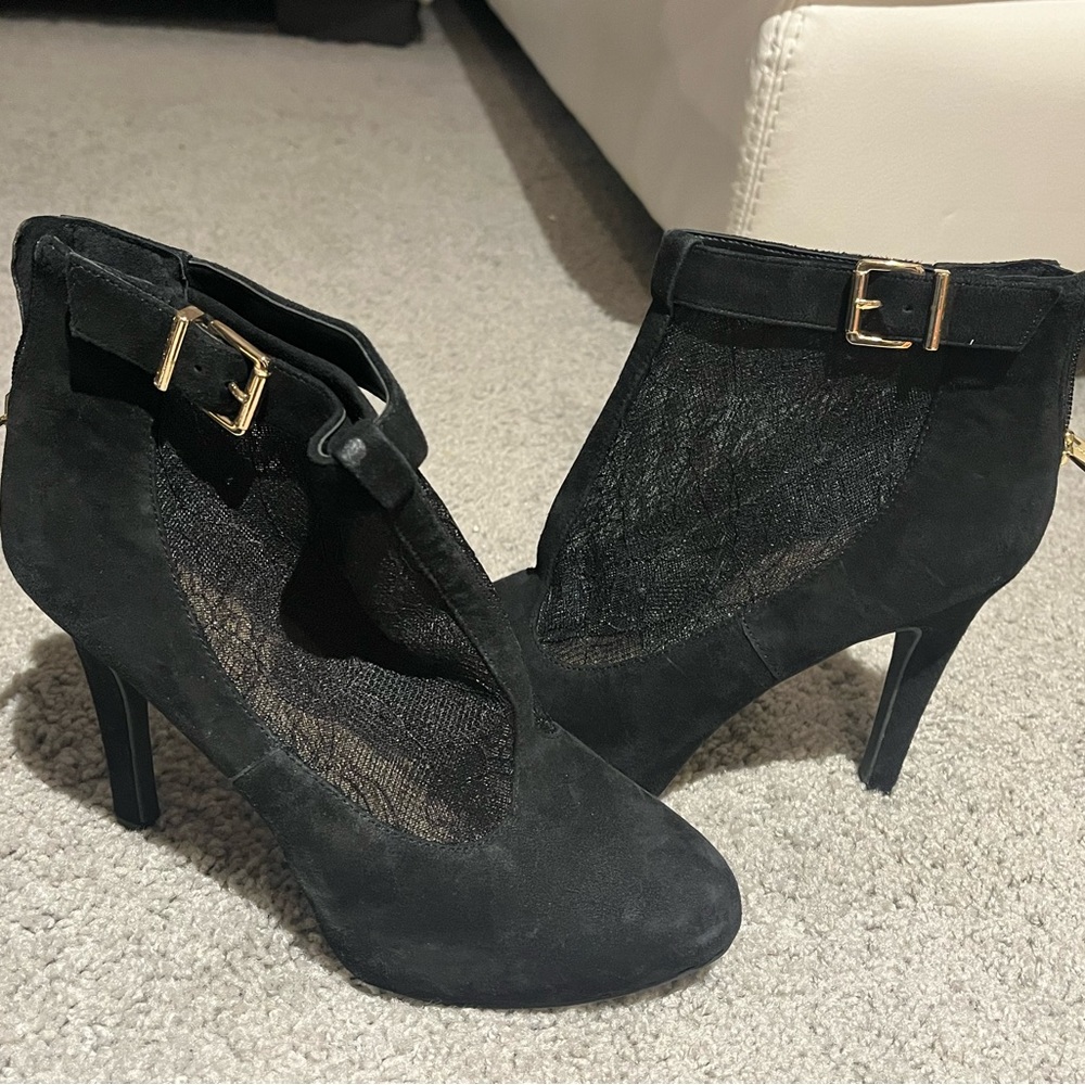 Jessica Simpson black lace booties. Size 8.5. Never worn
